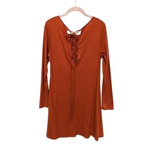 Onetheland Sienna Corset Ribbed Long Sleeve Dress Size Large